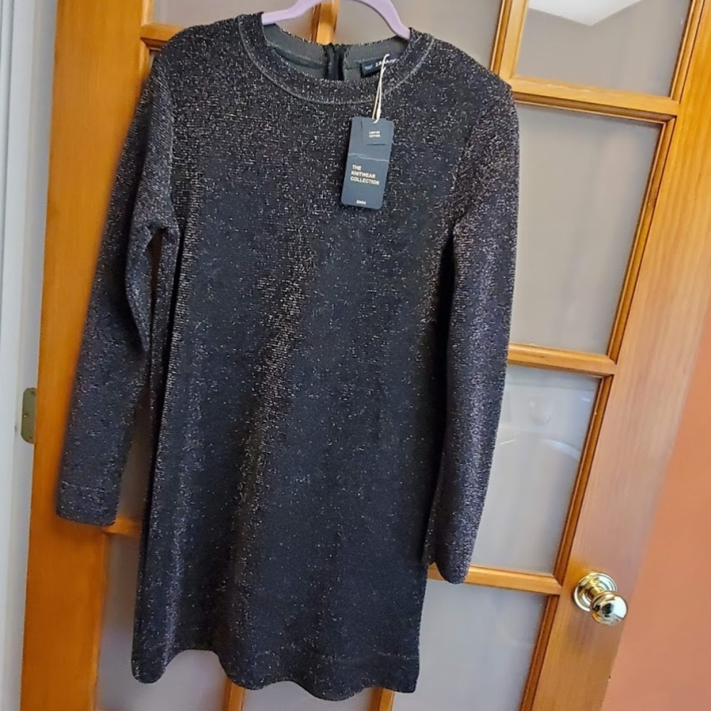 Zara Black Sparkle Long Sleeve Dress